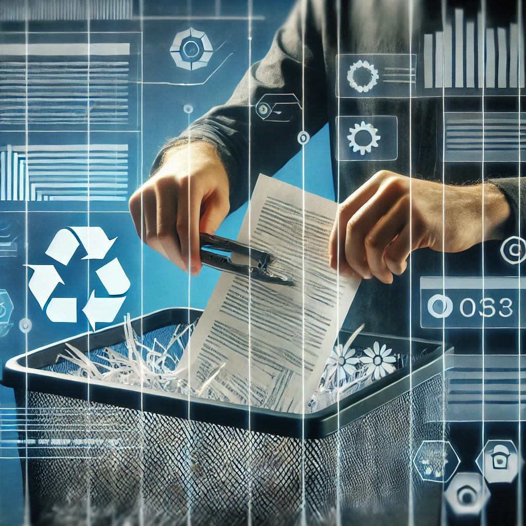 A person shredding documents, symbolizing data protection